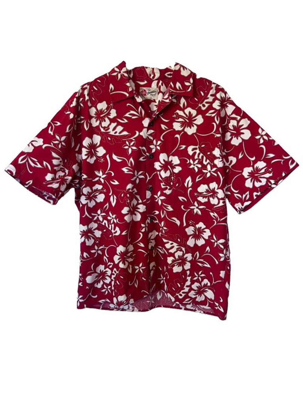 Hilo Hattie Hawaiian Original Aloha Shirt Mens L Red Floral Hibiscus Made Hawaii